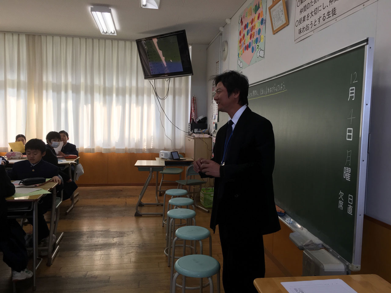 那珂川北中学校 松浦市の校長会の先生方の授業見学