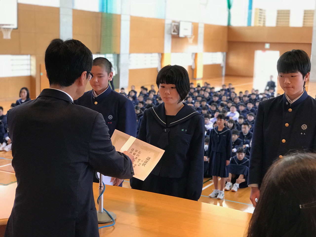 那珂川北中学校　前期学級委員認証式