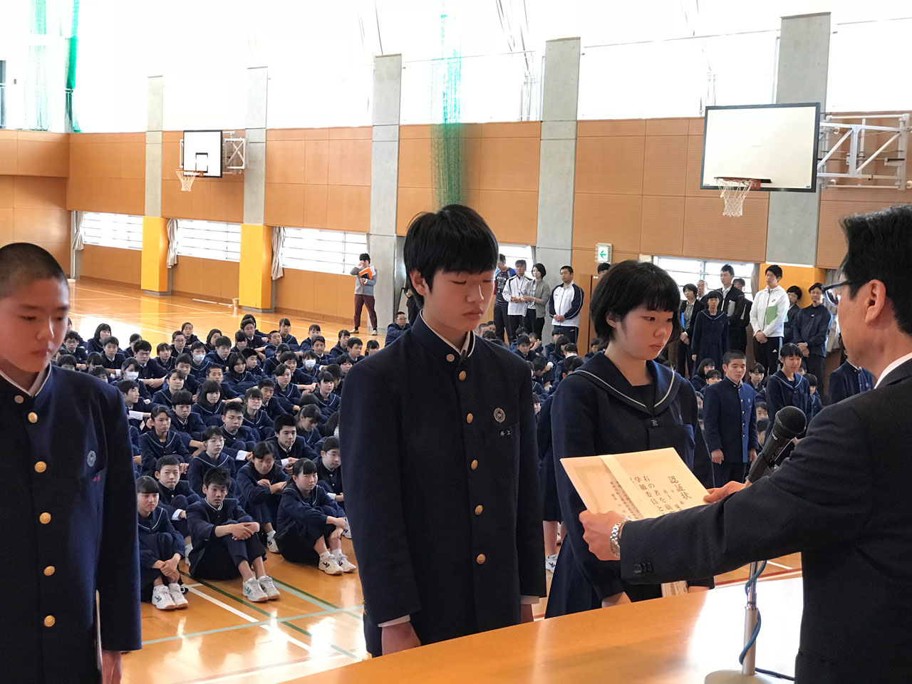 那珂川北中学校　前期学級委員認証式