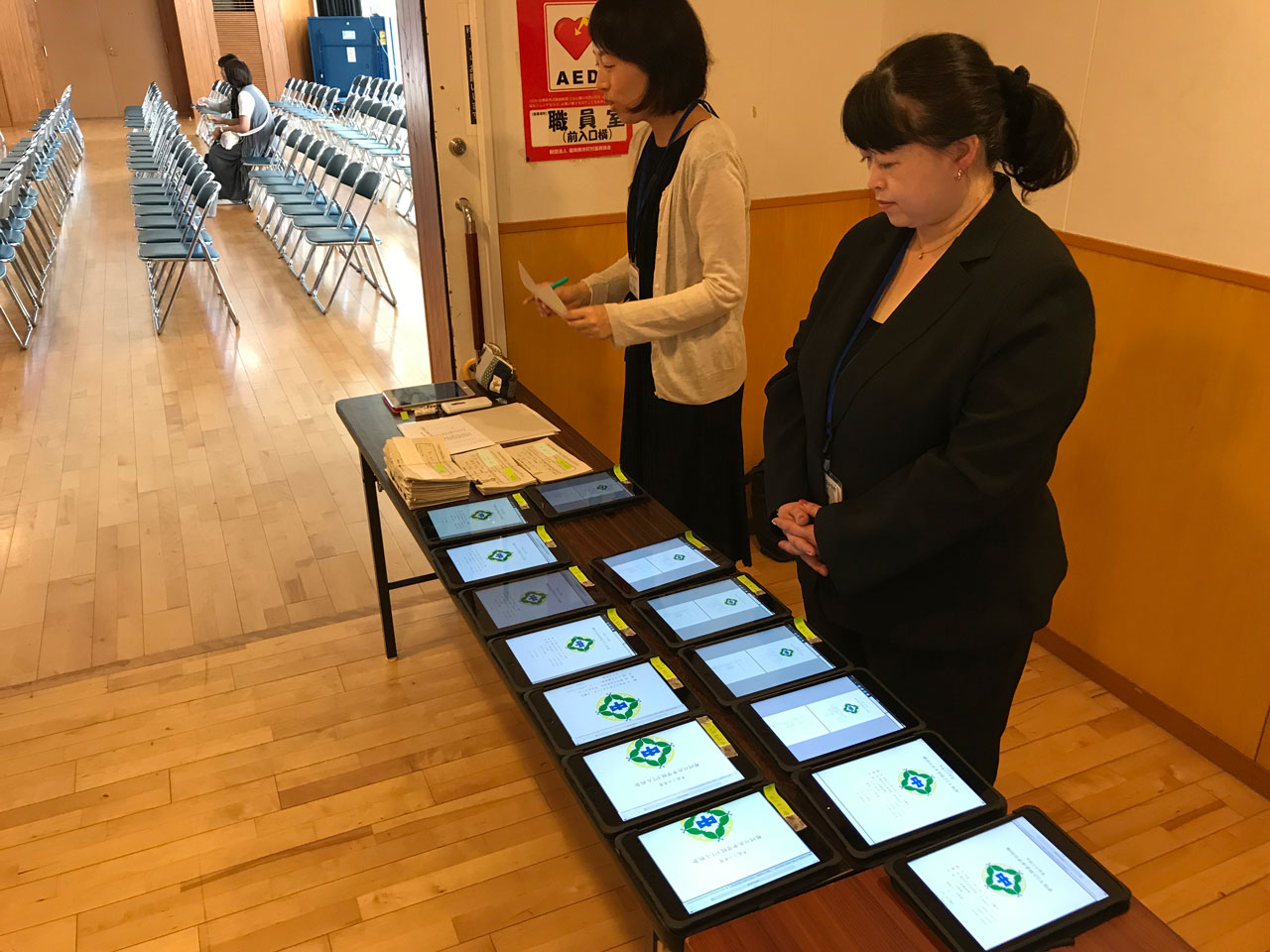 那珂川北中学校 タブレットPTA総会の様子