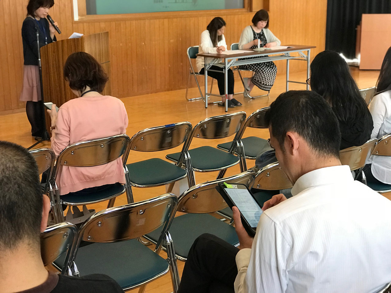 那珂川北中学校 タブレットPTA総会の様子