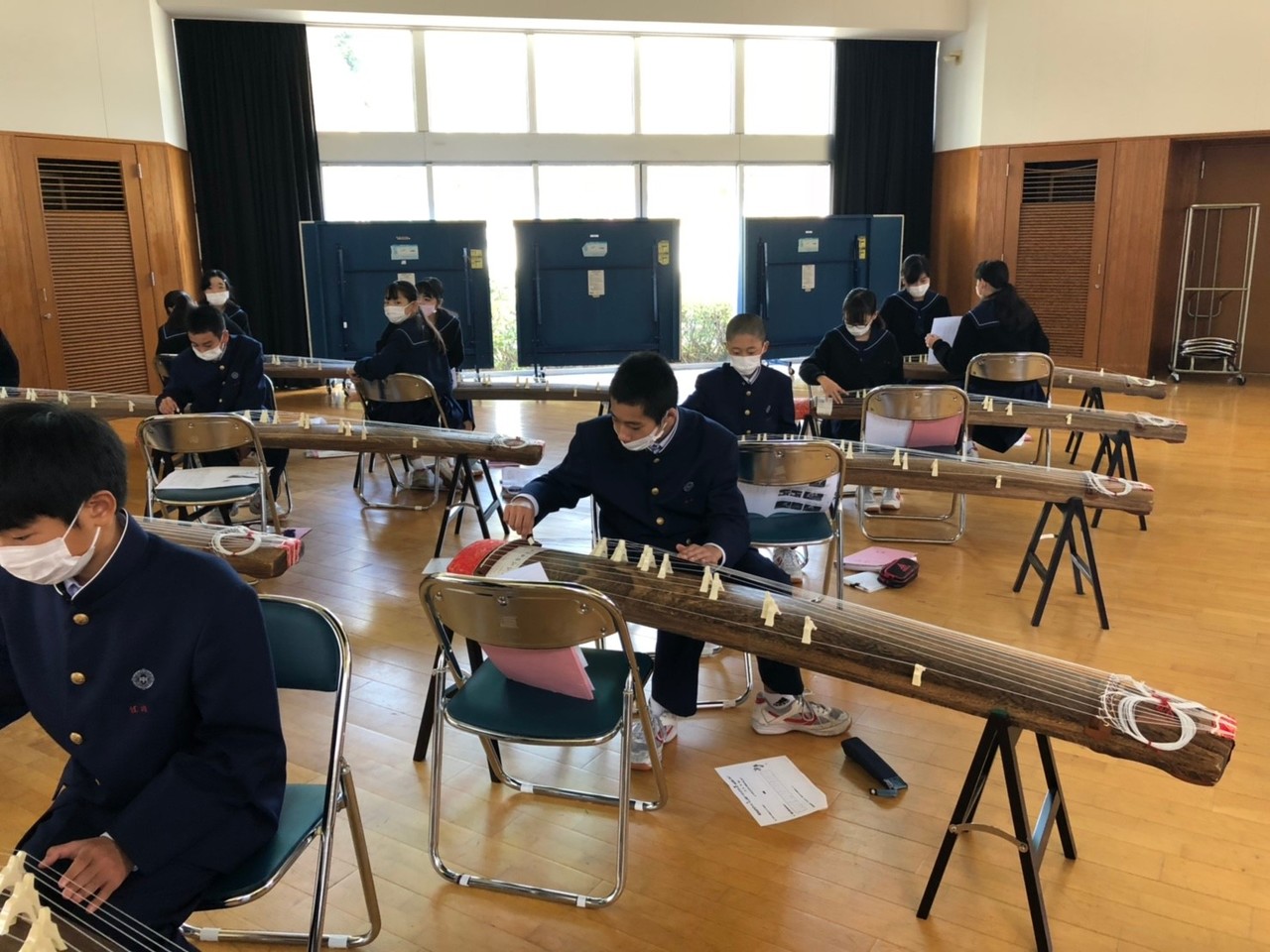 那珂川北中学校 筝の体験授業