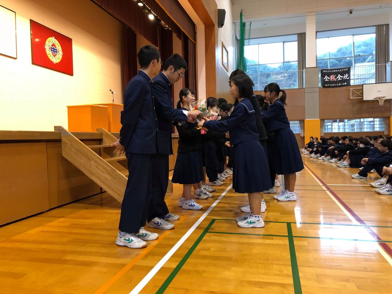 那珂川北中学校 生徒会任命式・認証式と生徒会交代式