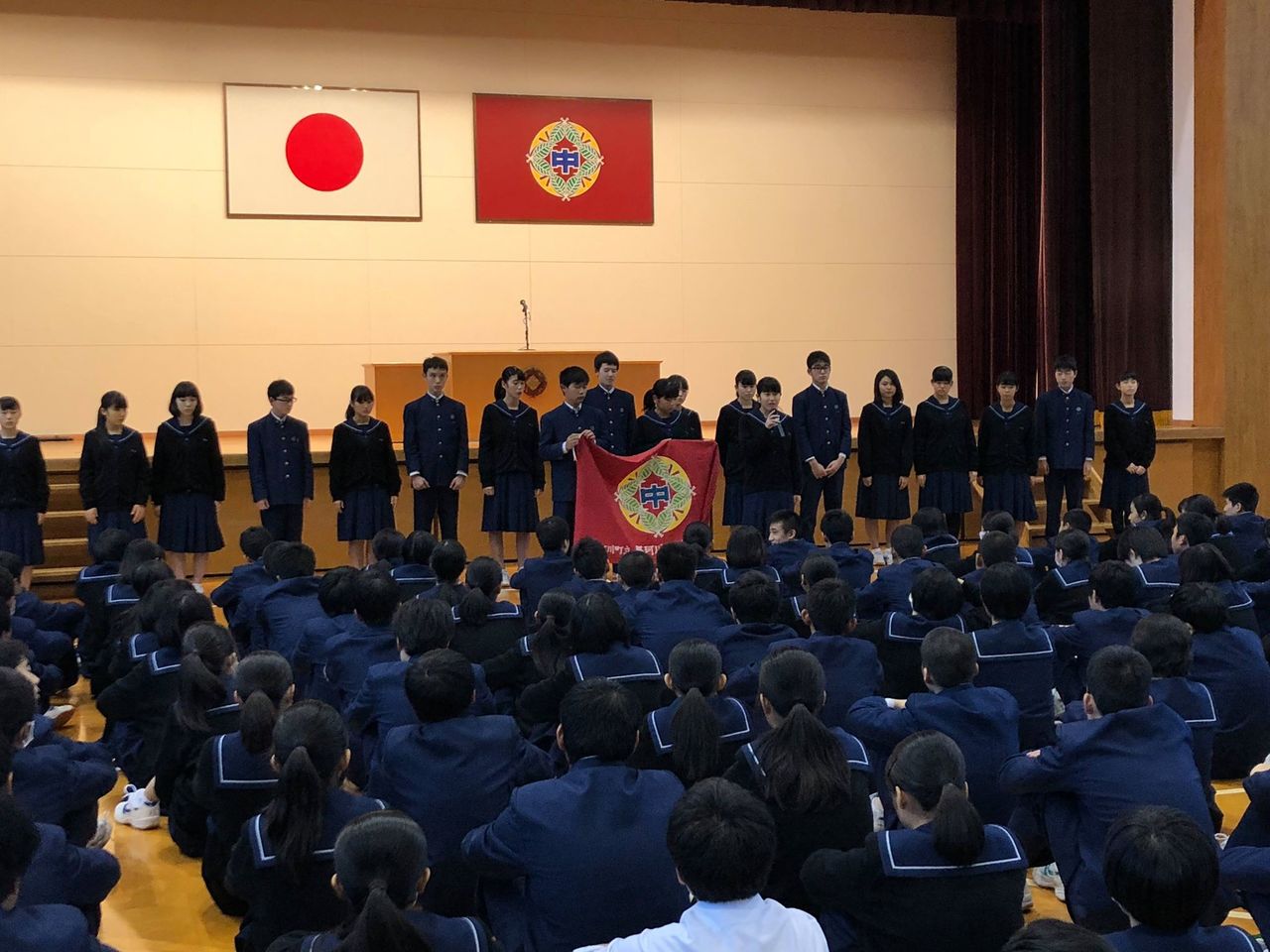 那珂川北中学校 生徒会任命式・認証式と生徒会交代式