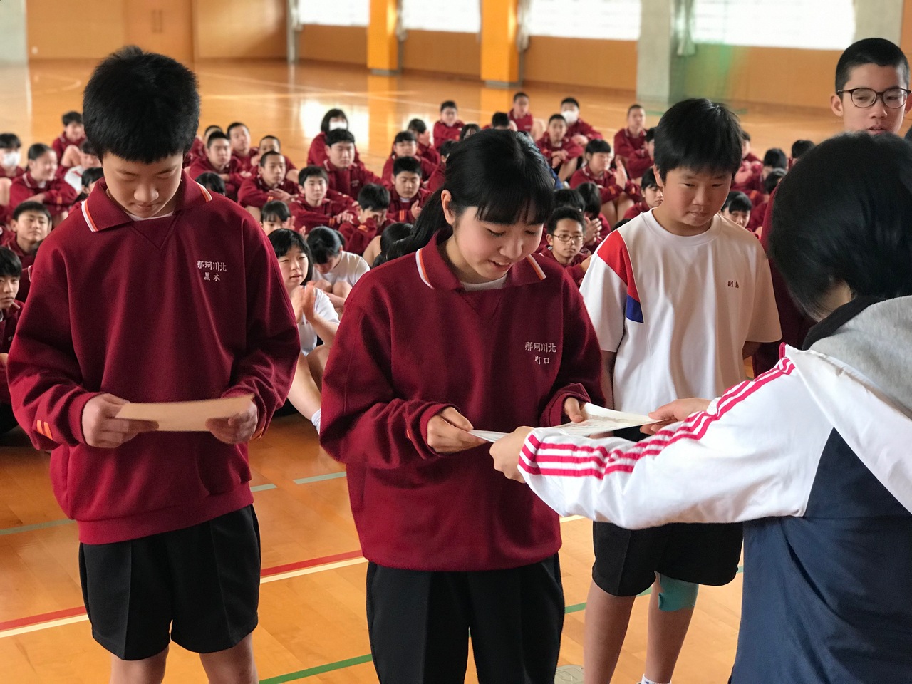 那珂川北中学校 クラスマッチ 表彰式
