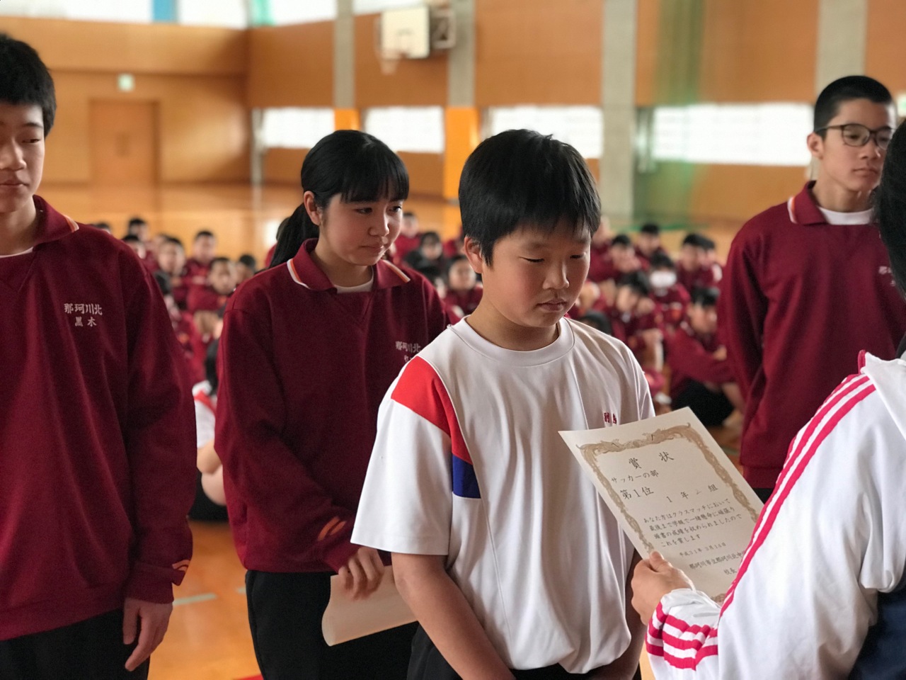 那珂川北中学校 クラスマッチ 表彰式