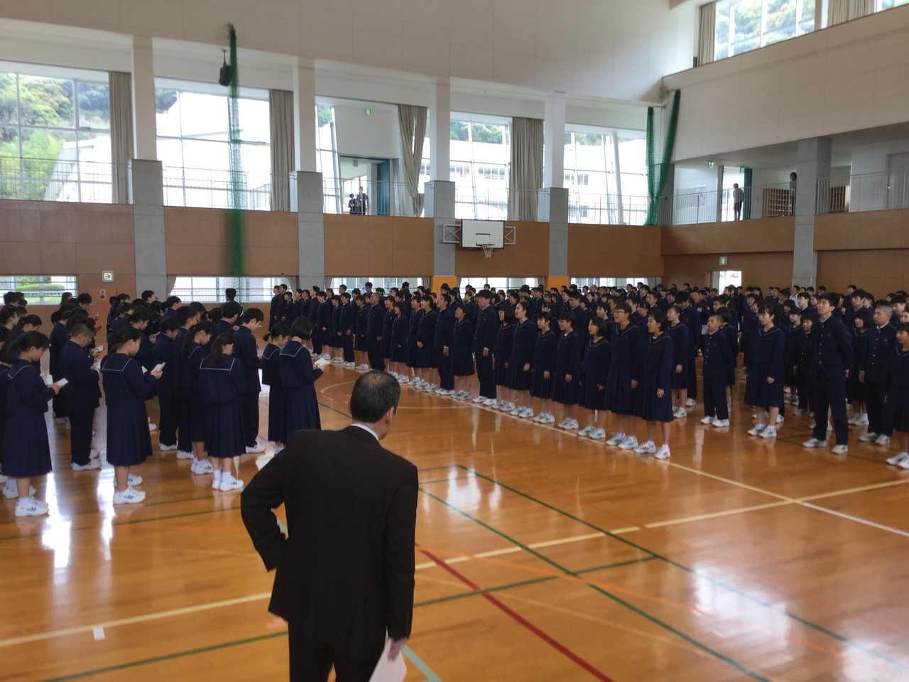 那珂川北中学校 対面式の様子