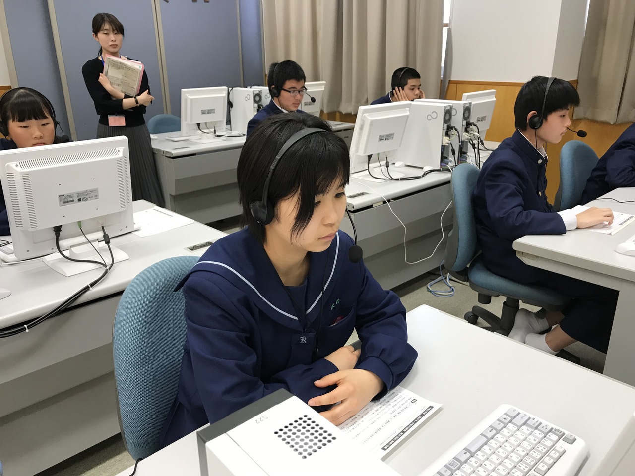 那珂川北中学校 全国学力学習状況調査の様子