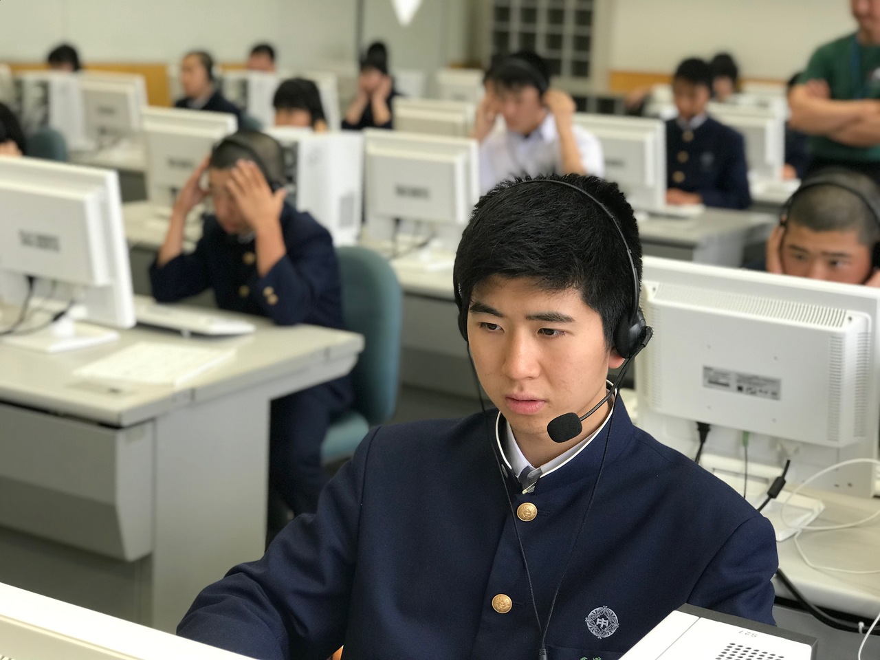 那珂川北中学校 全国学力学習状況調査の様子