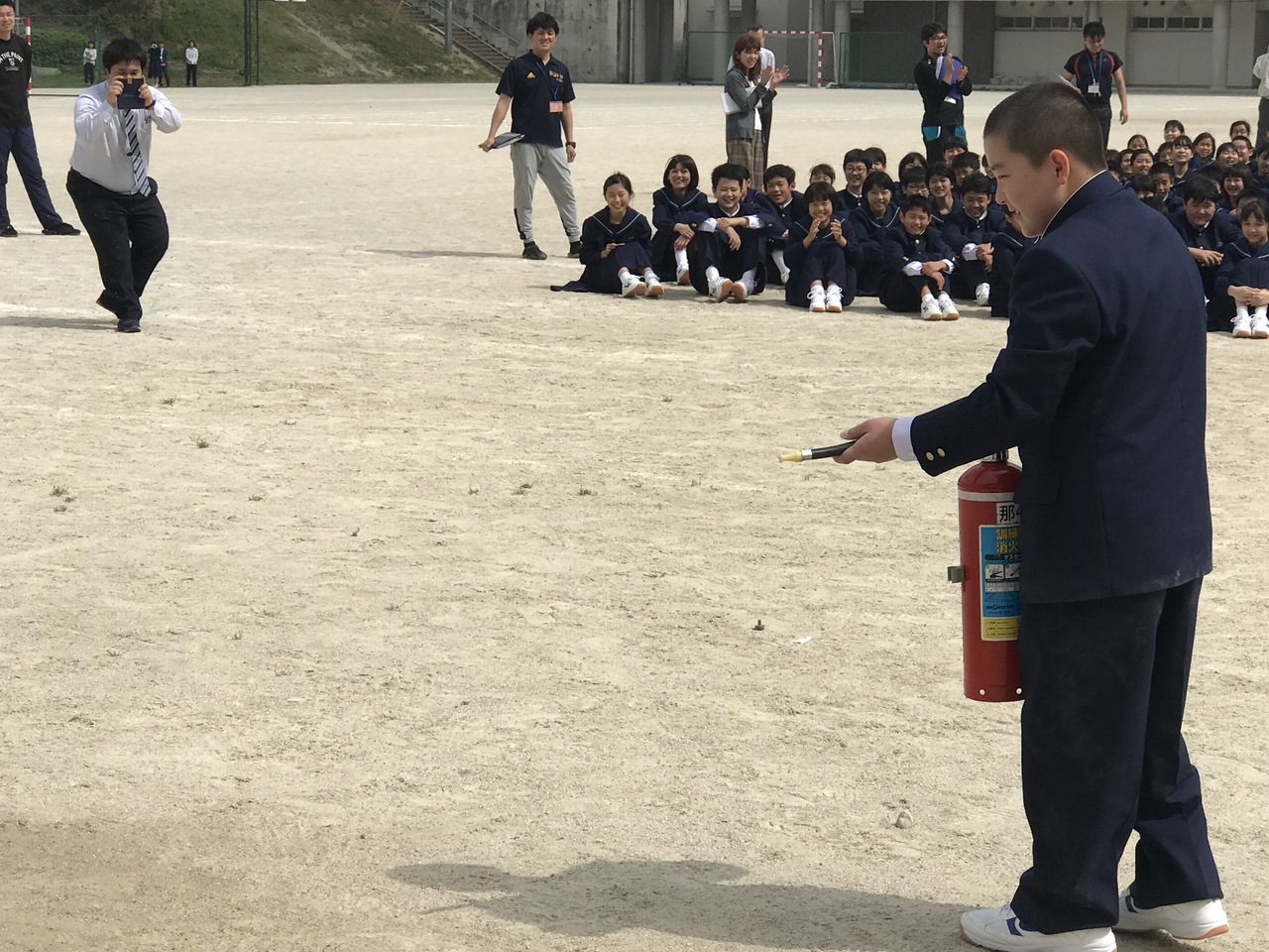 那珂川北中学校 避難訓練・消火訓練
