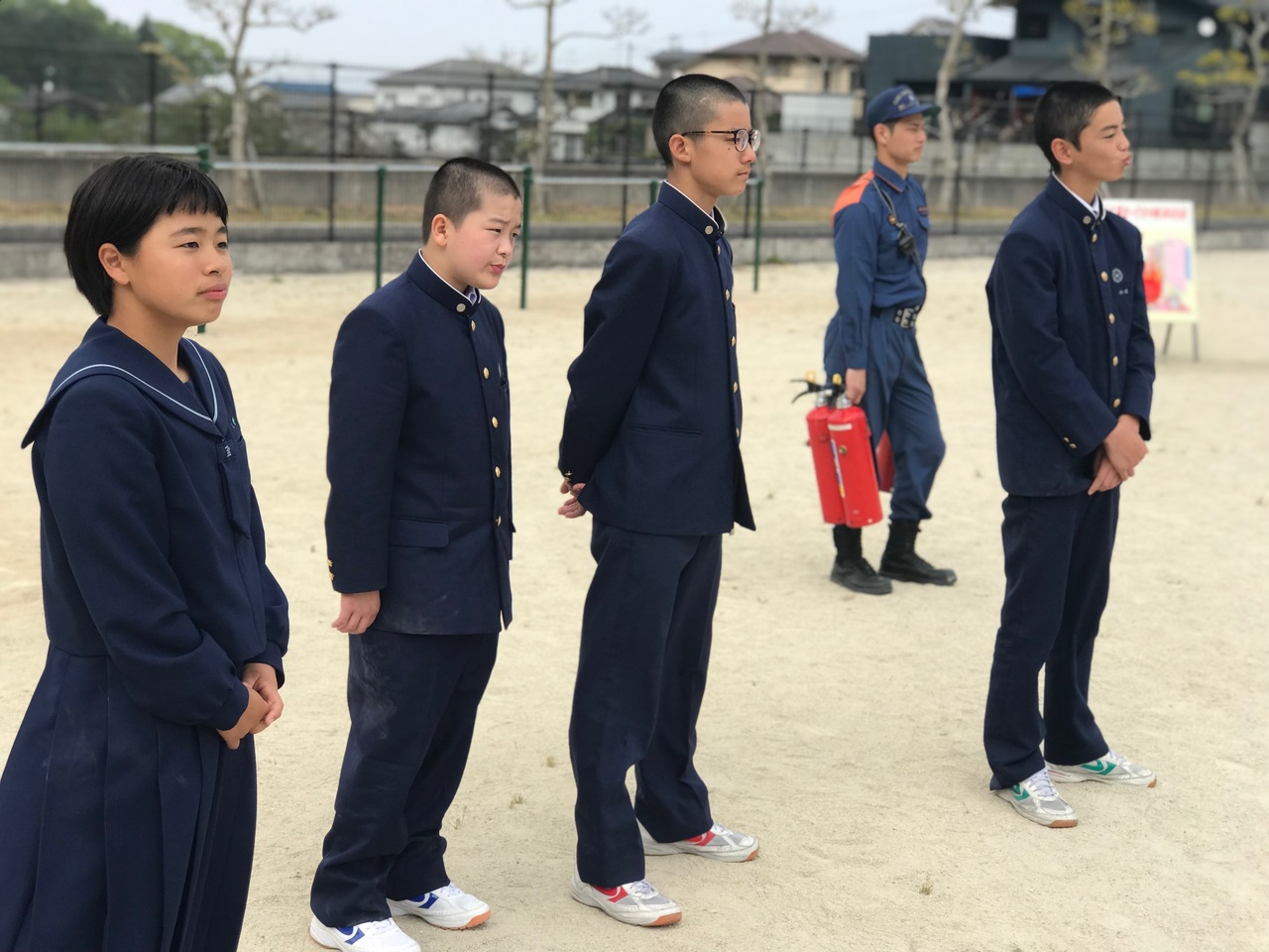 那珂川北中学校 避難訓練・消火訓練