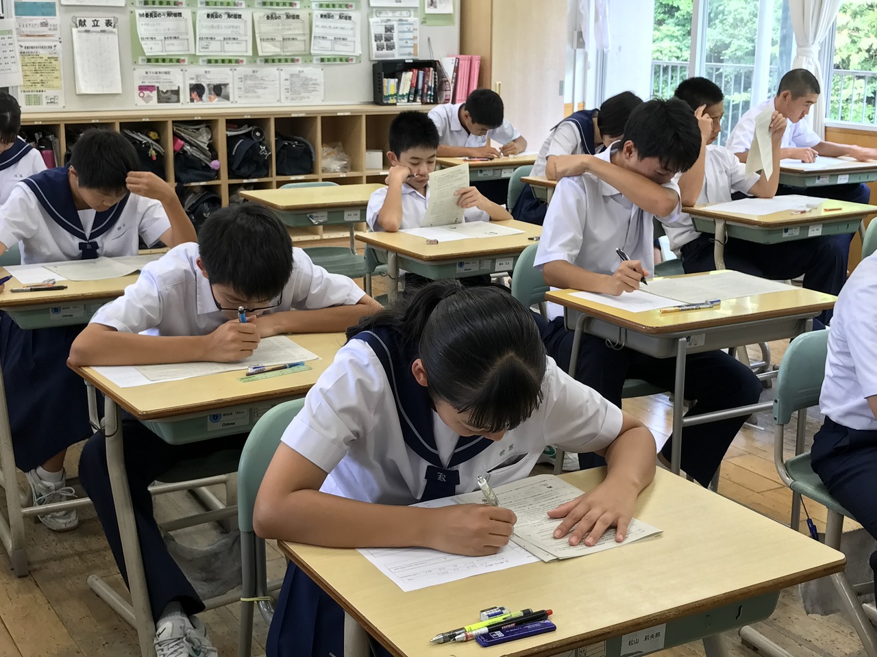 那珂川北中学校 第2回定期考査の様子から