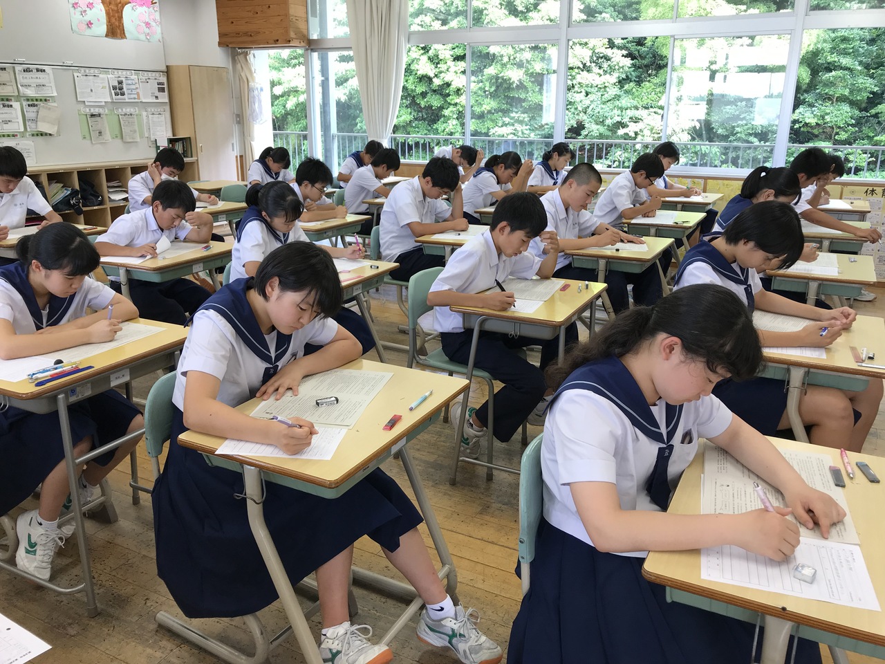 那珂川北中学校 第2回定期考査の様子から