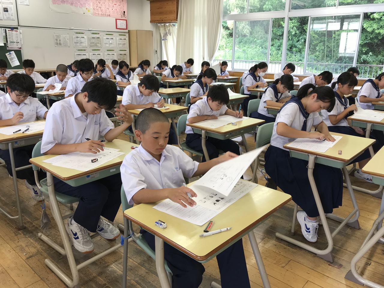 那珂川北中学校 第2回定期考査の様子から