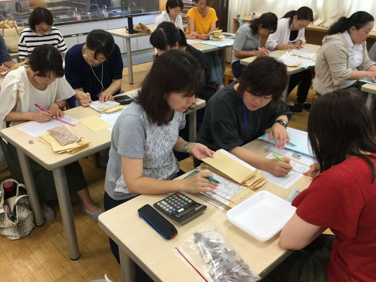 那珂川北中学校 そよかぜフェスタ食券集約作業