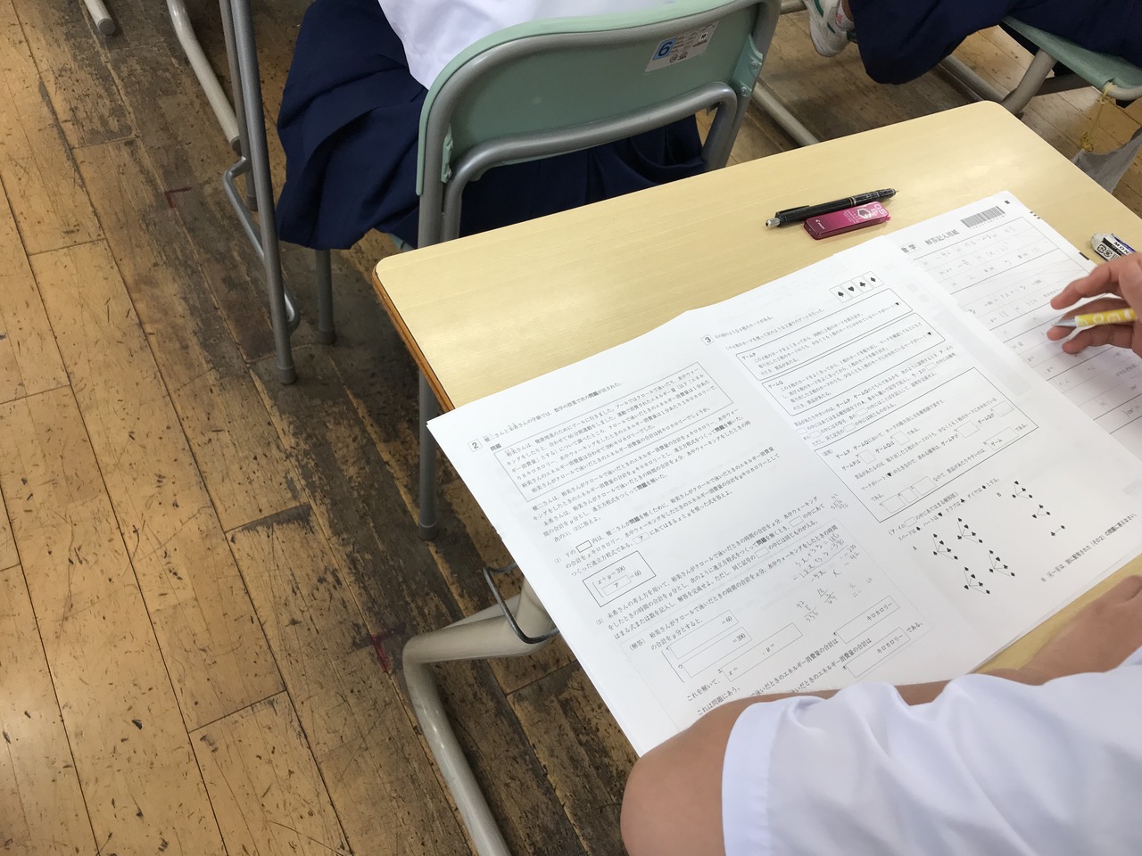 那珂川北中学校 夏課題テストの様子