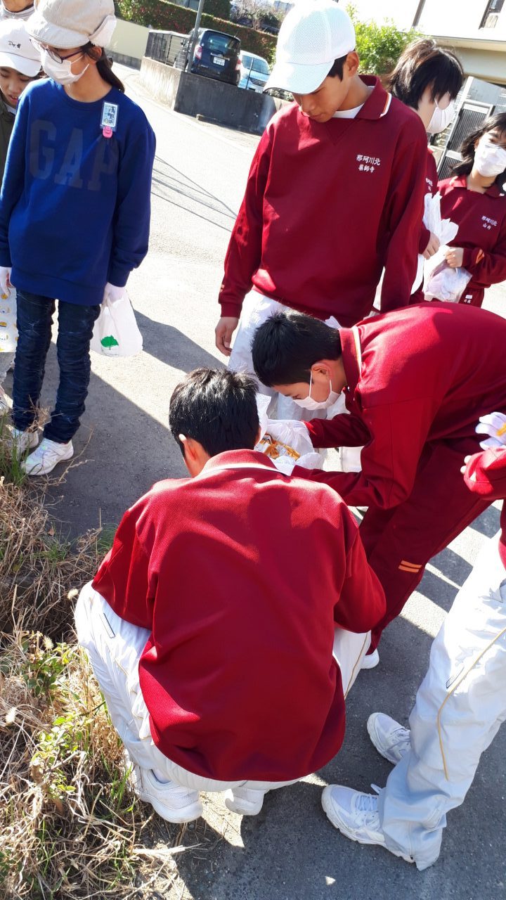 那珂川北中学校　小中合同クリーン作戦